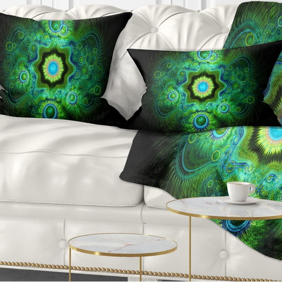 Designart Cabalistic Bright Green Texture - Abstract Throw Pillow - 12x20