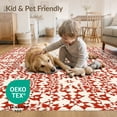 thumbnail image 4 of ODIKA 6'x9' Red Cream Geometric Star Medallion Washable Area Rug Intricate Diamond Mosaic Starburst Symmetrical for Queen Size Bedroom, Under Bed, Master Suite, Easy Care, Non-Shedding, 4 of 7