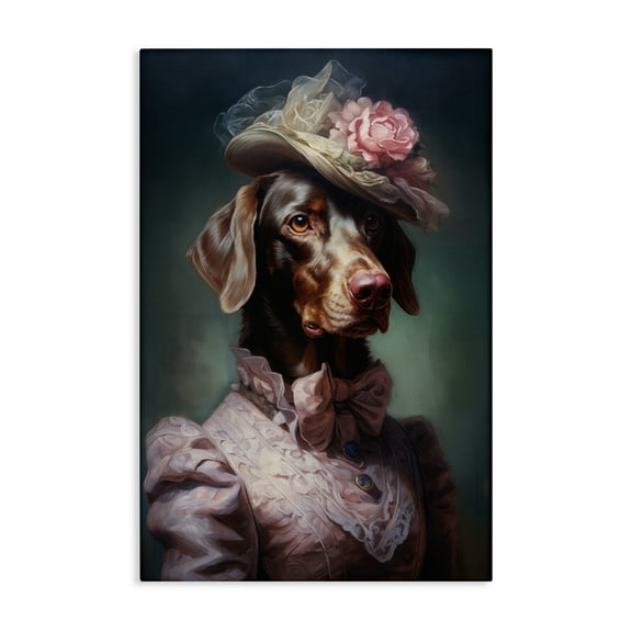 Stupell Industries Chocolate Lab Victorian Era Canvas Wall Art design by Wumples, 24 x 16