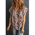 thumbnail image 1 of Women's Multicolor V-neck Short Sleeve Fashion Print Fantasy Fluttering Blouse, 1 of 19
