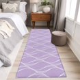 thumbnail image 5 of Purple Stripes Line Washable Runner Rugs 2'x6', Country Abstract Art Waves Striped Classic Low Pile Throw Entryway Rug Non-Slip Sturdy Edge Binding Carpet for Indoor Bedside Entrance Bedside, 5 of 9