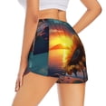 thumbnail image 3 of Bixox Women's Sunset Coast Sunflower pattern 2 in 1 Running Shorts - Lightweight Athletic Workout Gym Yoga Shorts Liner with Pockets - Large, 3 of 5