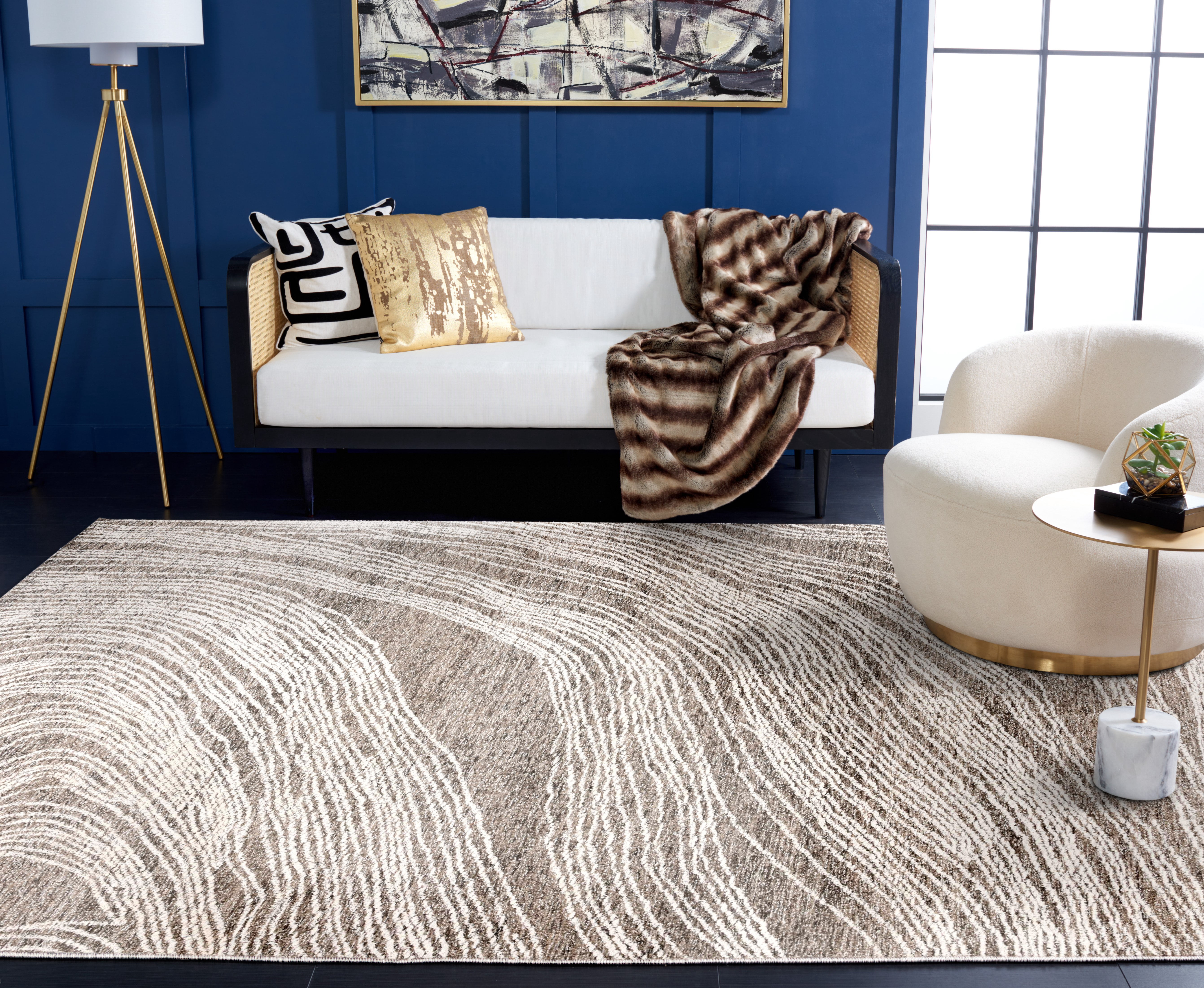 SAFAVIEH Abstract Lidija Abstract Wool Area Rug, Charcoal/Ivory, 2'3" x 4'