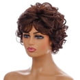 thumbnail image 4 of maskred Dark Brown Realistic And Natural Short Wig Suitable For Any Skin Color Short Curly Wavy Blonde Wigs dark brown 1Set, 4 of 6