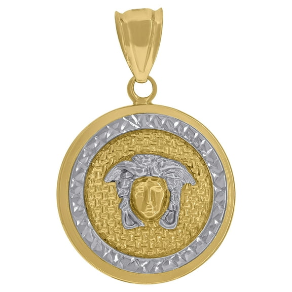 10kt Real Two-tone Gold Mens Medusa Egyptian Fashion Charm Pendant