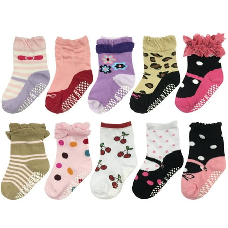 Mary Jane Baby Socks - Wrapables® Sweet Girl Non-Skid Mary Jane Socks (Set of 10)