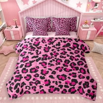 Homewish Animal Leopard Print 7-Piece Twin Bedding Sets for Teens Boys Girls,Geometric Stripes Bedding Comforter Set,Jungle Wildlife Print Breathable Sheet Sets,Lightweight Room Decor,Reversible