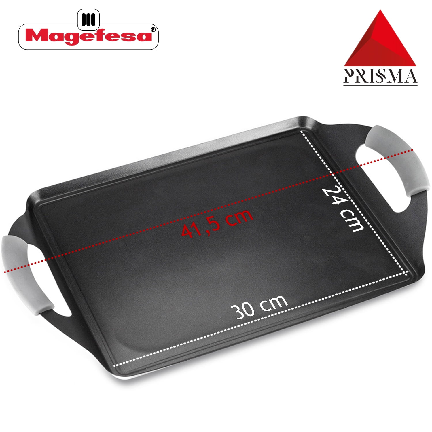 Magefesa Prisma Stainless Steel Non-Stick Griddle Pan, 10.6" x 8.3", Induction Compatible, Dishwasher Safe