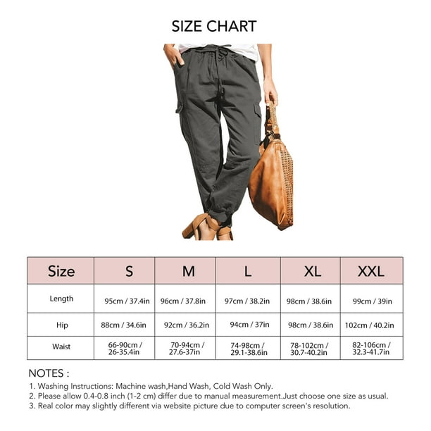 Women Cargo Pants Mid Rise Drawstring Tapered Leg Lightweight Soft Jogger  Hiking Trousers Grey S 