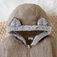 thumbnail image 3 of Jalioing Newborn Baby Fuzzy Snowsuit Cute Solid Color Long Sleeve Zipper Rompers Winter Thermal Fleece Jumpsuit, 3 of 9