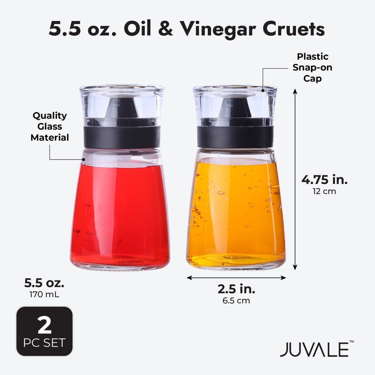 Juvale Glass Oil & Vinegar Dispenser Set, Leak-Proof No-Drip
