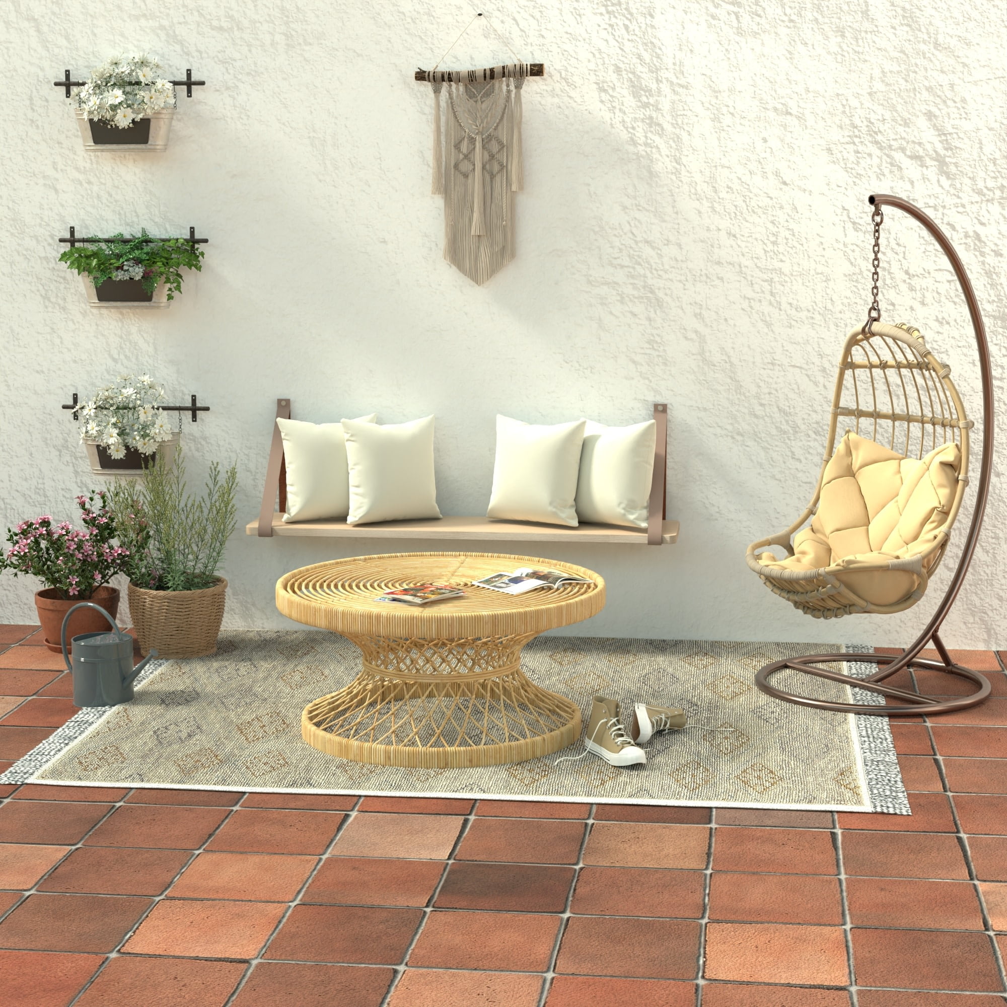 Jordan Manufacturing 16" x 16" Sand Solid Square Outdoor Throw Pillow (4 Pack)