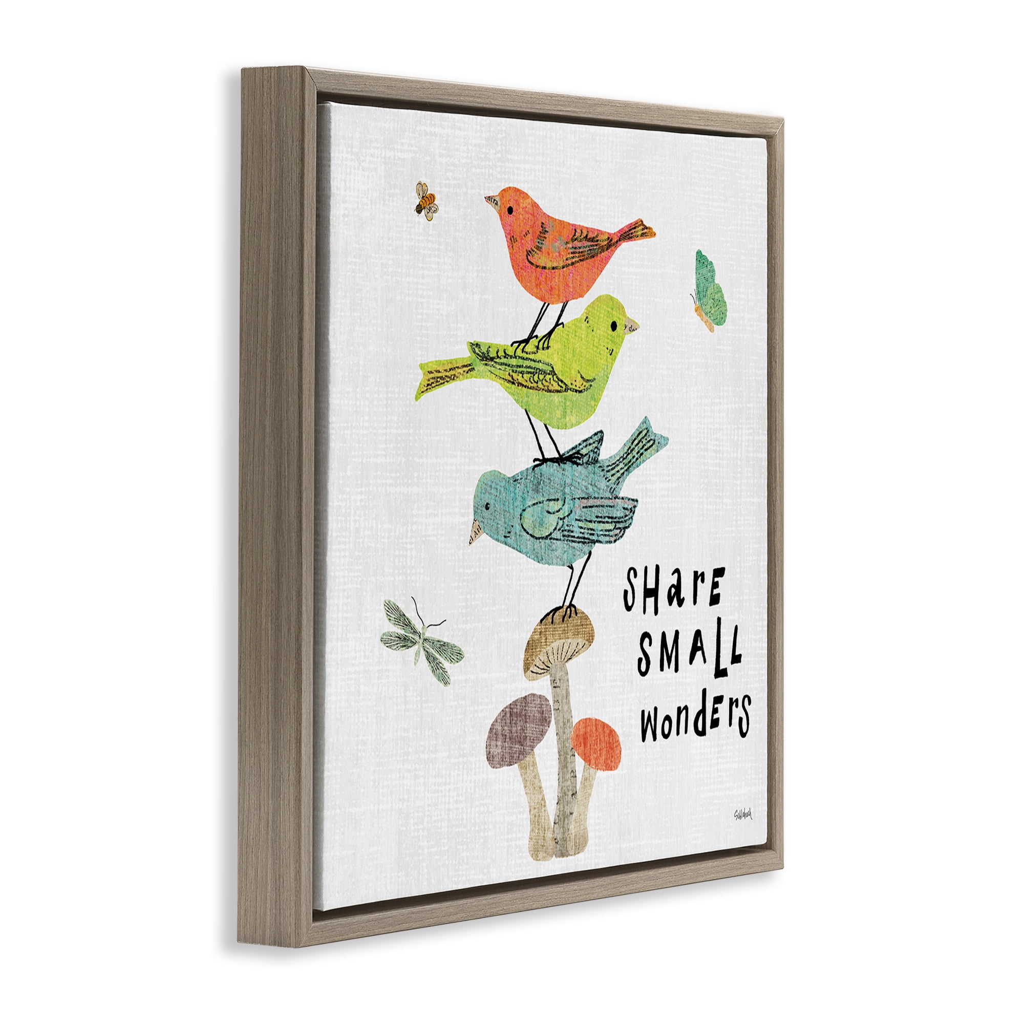 Stupell Industries Small Wonders Phrase Animals Painting Brown Floater Framed Canvas Art Print Wall Art, 18 x 18