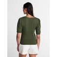 thumbnail image 4 of Time and Tru Women's Pointelle Top with Short Sleeves, Sizes XS-XXXL, 4 of 6