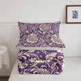 thumbnail image 5 of Erosebridal Purple Floral Vine Full Size Comforter Sets,Cream Damask Motif Bedding Comforter Set,3 Pieces,1 Comforter and 2 Pillowcases,Light Gray Reversible, 5 of 7
