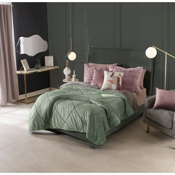 JADE GREEN COLOR BLANKET WITH SHERPA SOFTY THICK AND WARM KING SIZE MADE IN MEXICO