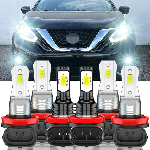 For Nissan Murano 2015-2018 H11 H11 H11 Combo LED Headlight High Low & Fog light bulbs Kits Set of 6