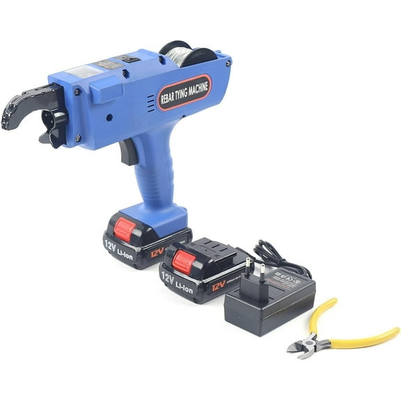 0.3"-1.33" Rebar Tier Tying Machine, Rechargeable Handheld Steel Bar Rod Tying Binding Tool Automatic Rebar Tie Wire Twister Electric Reinforcing Rebar Tier Gun (Blue)