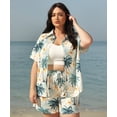 thumbnail image 5 of CASSIE LIZ Womens Sets 2 Piece Outfits Short Sleeve Plus Size Lounge Summer Beach Short Vacation Clothing Green Leaf Hawaii Shirts XL 16W 18W, 5 of 8