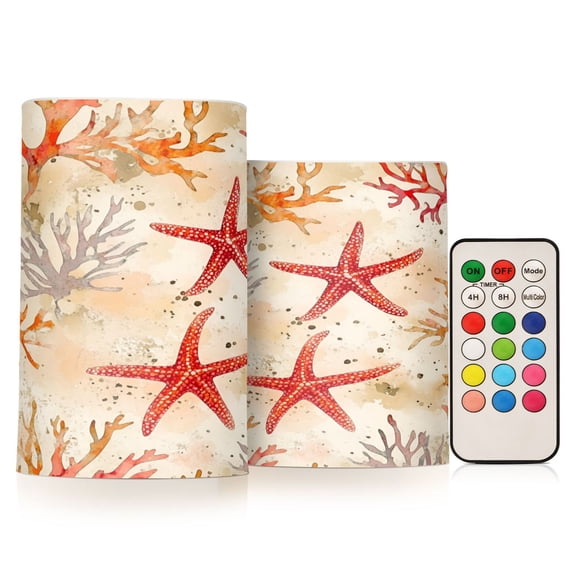 Yayeee Flameless Candles with Remote Flickering Battery Operated Multi Color Changing, Orange Starfish