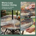 thumbnail image 5 of Round Outdoor Tablecloth with Umbrella Hole and Zipper, Retro Minimalist Art Tablecloth with Elastic Waterproof, Abstract Bohemia Aesthetics Brown Beige Patio Table Covers for 45" - 54" Pool Tables, 5 of 9