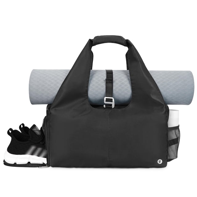 Bolsa deportiva deportiva para mujer con compartimento para zapatos, color negro