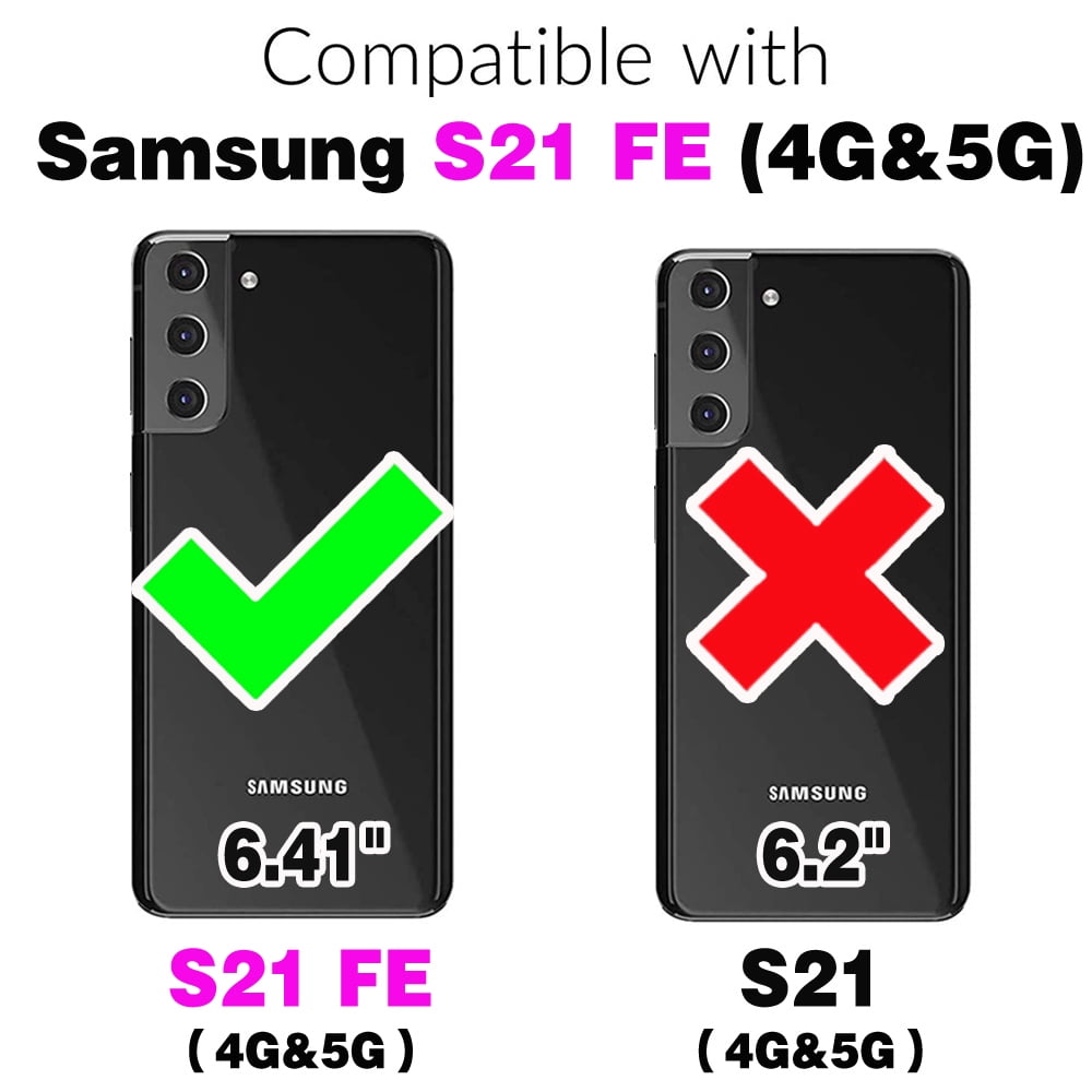 Asuwish Wallet Phone Case for Samsung Galaxy S21 FE 5G Tempered Glass Screen Protector Bling Glitter Crossbody Lanyard Strap Flip Zipper Purse Card Holder Cell Cover S 21 EF S21FE UW S21FE 21S Black