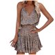thumbnail image 1 of Vestido HUOGUO, sin mangas, cuello en V, estampado casual, para mujer, 1 of 5