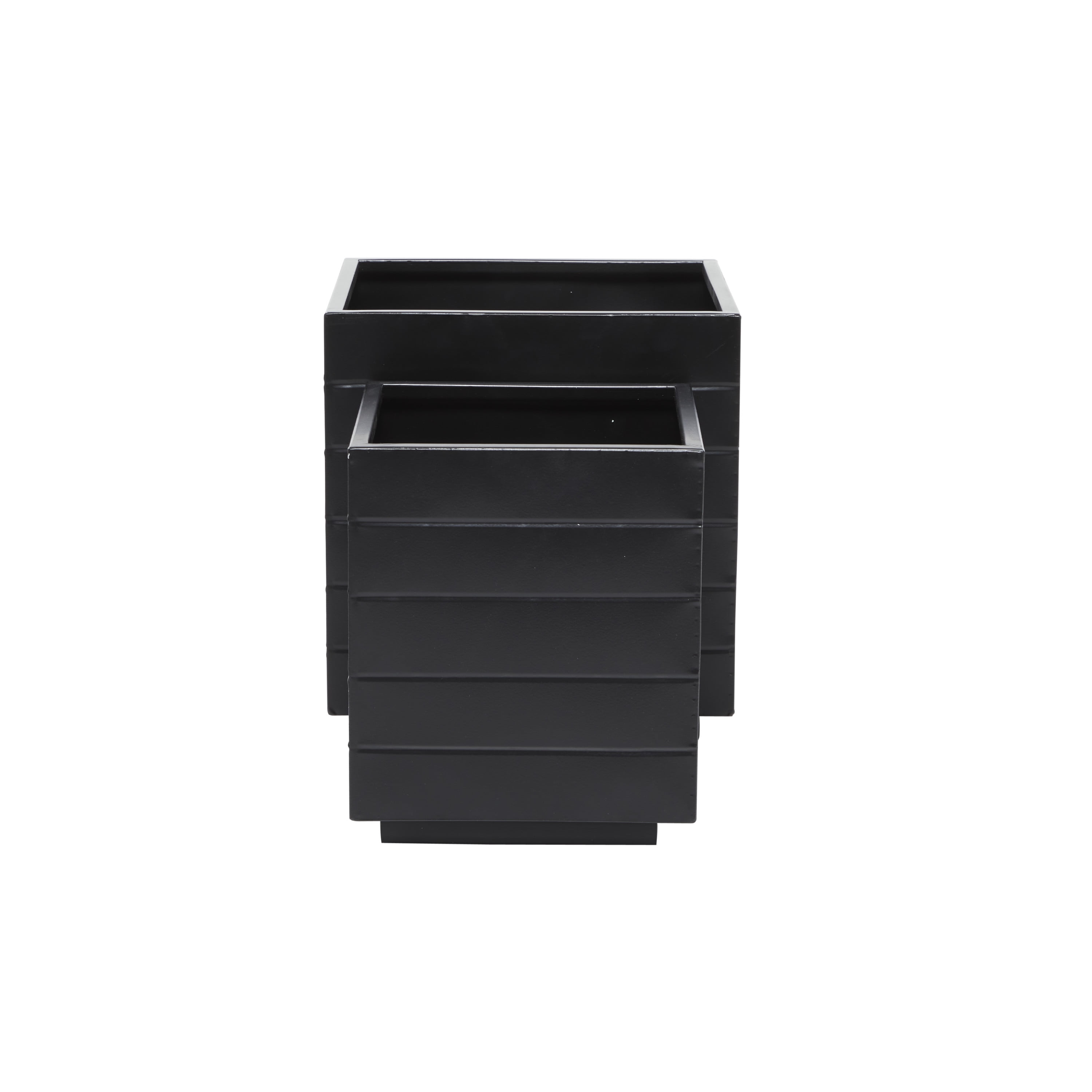 CosmoLiving by Cosmopolitan 13", 10"W Indoor Outdoor Black Metal Planter (2 Count)