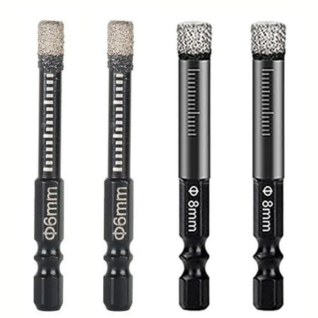 

qiya 4pcs 1/4in Hex Handle Vacuum Brazed Diamond Dry Drill Bits Hole Saw Cutter 6 8mm