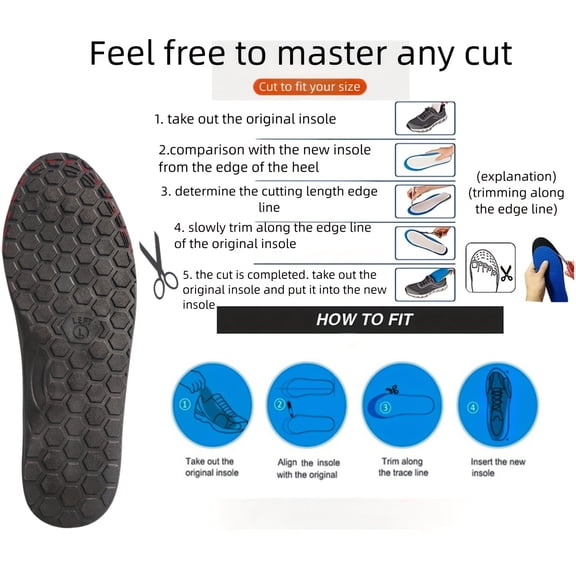 Hexagonal & Tear Drop Massage Arch Insoles, 6-Pack - Breathable, Sweat-Absorbing Flat Foot Support for Men & Women, Acupressure & Circulation