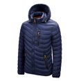 thumbnail image 2 of LEEy-world Winter Coats for Men Men Autumn and Winter Solid Zipper Hooded Loose Outdoor Cotton Coat Top Blouse Jacket Men Parks Jackets Dark Blue,XXL, 2 of 5
