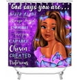 thumbnail image 6 of 4PCS African American Woman Shower Curtain Sets Purple Galaxy Inspirational Quotes Afro Girl Melanin Queen Black Women Bathroom Decor, Waterproof Fabric Shower Curtain, Non-Slip Bath Mat, 6 of 7