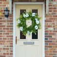 thumbnail image 4 of Corona artificial vívida para puerta, flores de seda, puerta principal, ventana, decoración del hogar, Pascua Margarita azul, 4 of 8