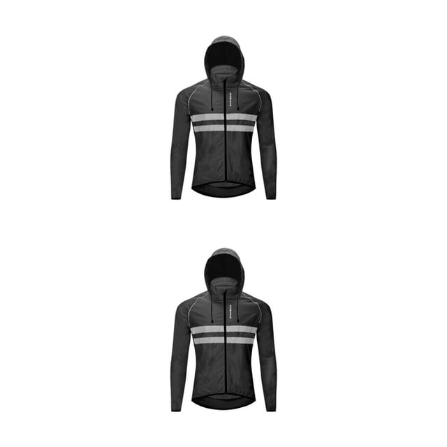 Yuarrent Chaqueta de ciclismo abrigo con capucha rompevientos chaleco reflectante a prueba de viento motocicletas señora manga larga hombres Negro XL/EUR L 2Conjunto