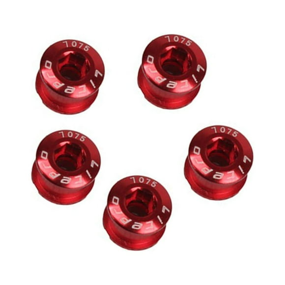 Yuarrent 5 piezas de pernos de rueda de cadena de marcha única para bicicleta, tornillos de bielas de aleación de aluminio de repuesto, Ciclismo Rojo
