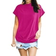 thumbnail image 1 of Blouse Décontractée en Coton à Manches Courtes Col Roulé pour Femmes, T-shirt Grande Taille, 1 of 4