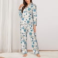 thumbnail image 2 of Pofeuu Rose Flowers Print Womens Pajamas Set Long Sleeve Sleepwear Button Down Nightwear Soft Pj Lounge Sets Button Down Pajamas Women-Medium, 2 of 7