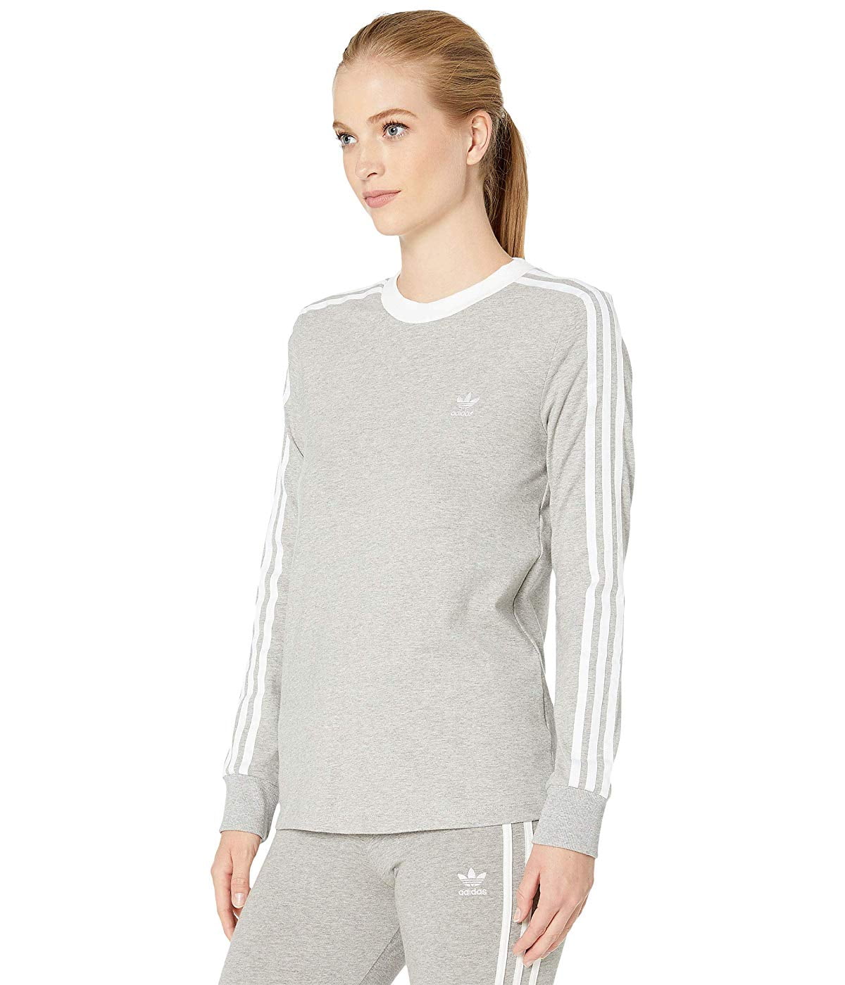 Adidas - adidas Originals 3-Stripes Long Sleeve Tee Medium Grey Heather ...