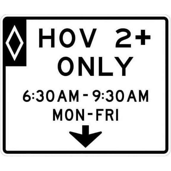 HOV Lane Assignment Sign Regulatory Traffic Signs Metal Sign Tin Sign 8x12 Inch - Caution Safety Warning Security Signs Indoor & Outdoor Signs for Home, Office, Work