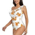 thumbnail image 3 of Yiaed Squirrel Playing Print Women One Piece Swimsuits Tummy Control One Shoulder Bathing Suits Pattern Ruffle Swimwear-Small, 3 of 8
