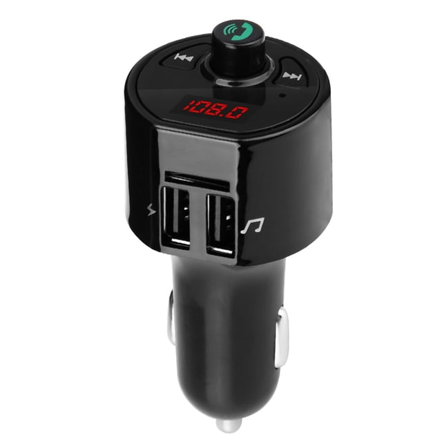 Transmisor de audio Bluetooth inalámbrico para coche, adaptador de radio FM, cargador USB dual, reproductor MP3 (negro)