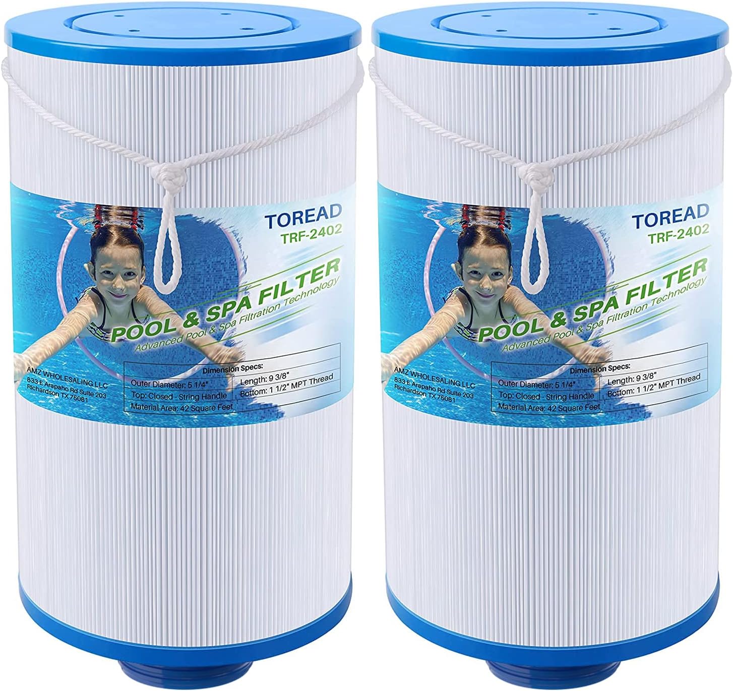 Spa Filter Cartridge, Hot Tub Filter Compatible with Watkins 303279, FC2402, 91/2'' x 53/8