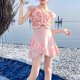 thumbnail image 5 of Vestido Floral Corto Estilo Vestido de Manga Corta Upf Traje de Baño de Niñas con Pantalones Desmontables, Secado Rápido Estampado Floral Traje de Baño Conservador para Niños, Poliéster Suave, 5 of 8