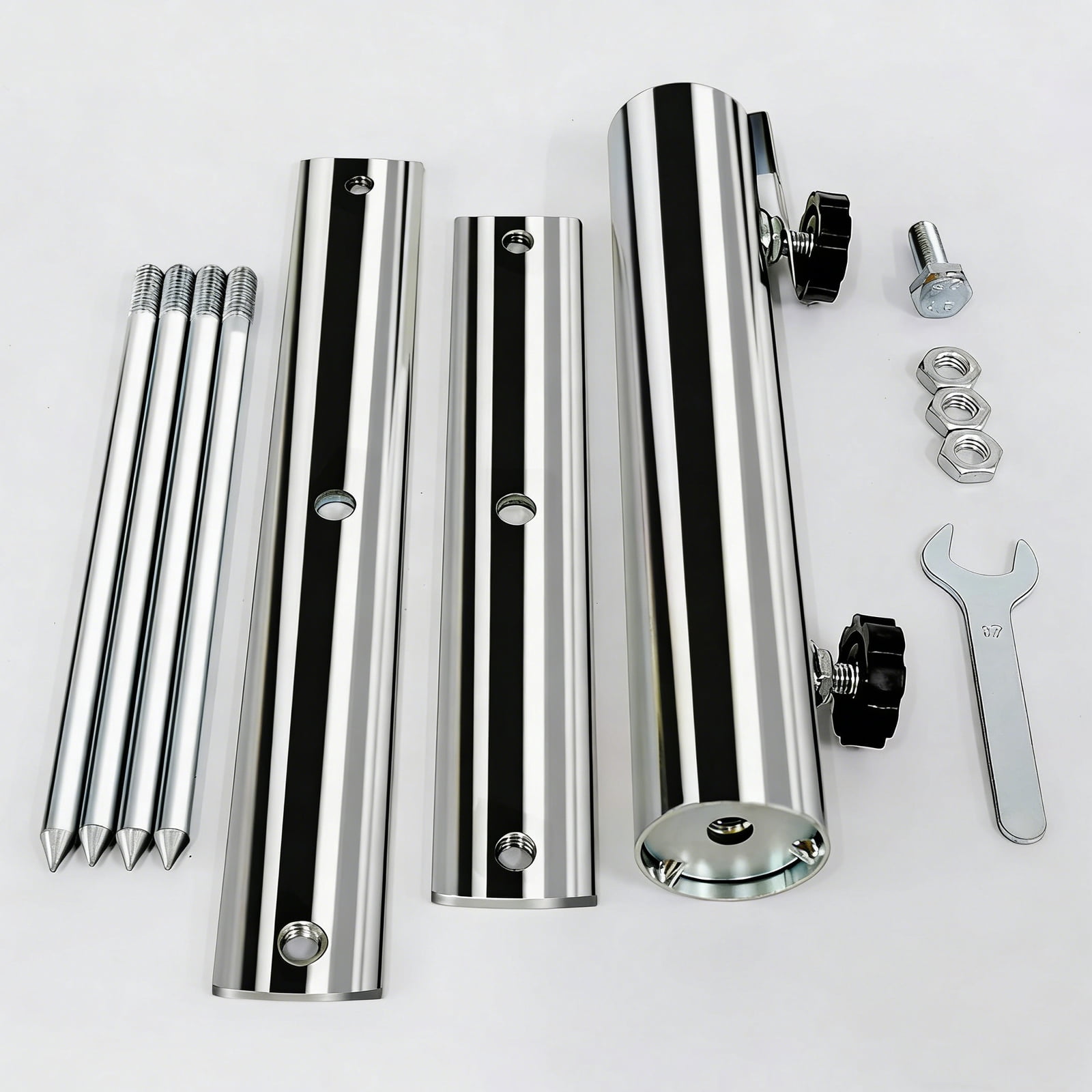 Adjustable Steel Garden Umbrella Stand With 4 Sturdy Spikes For Stability In Sand Grass Dirt Outdoor Use
