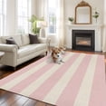 thumbnail image 3 of Pink Striped Area Rug 8x10 Washable Rug Non Slip Retro Minimalism Classic Stripes Lines Large Area Rug Soft Stainresistant Indoor Floor Carpet for Living Room Bedroom Home Office Dining Room Nursery, 3 of 9