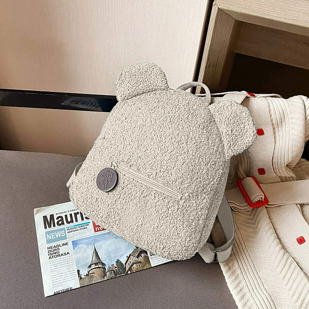 Mochila infantil con diseño de osito y cordero, mochila infantil de viaje, ligera, duradera, de gran capacidad, plegable, correas de hombro ajustables, material suave de cordero.,Wsvlmg