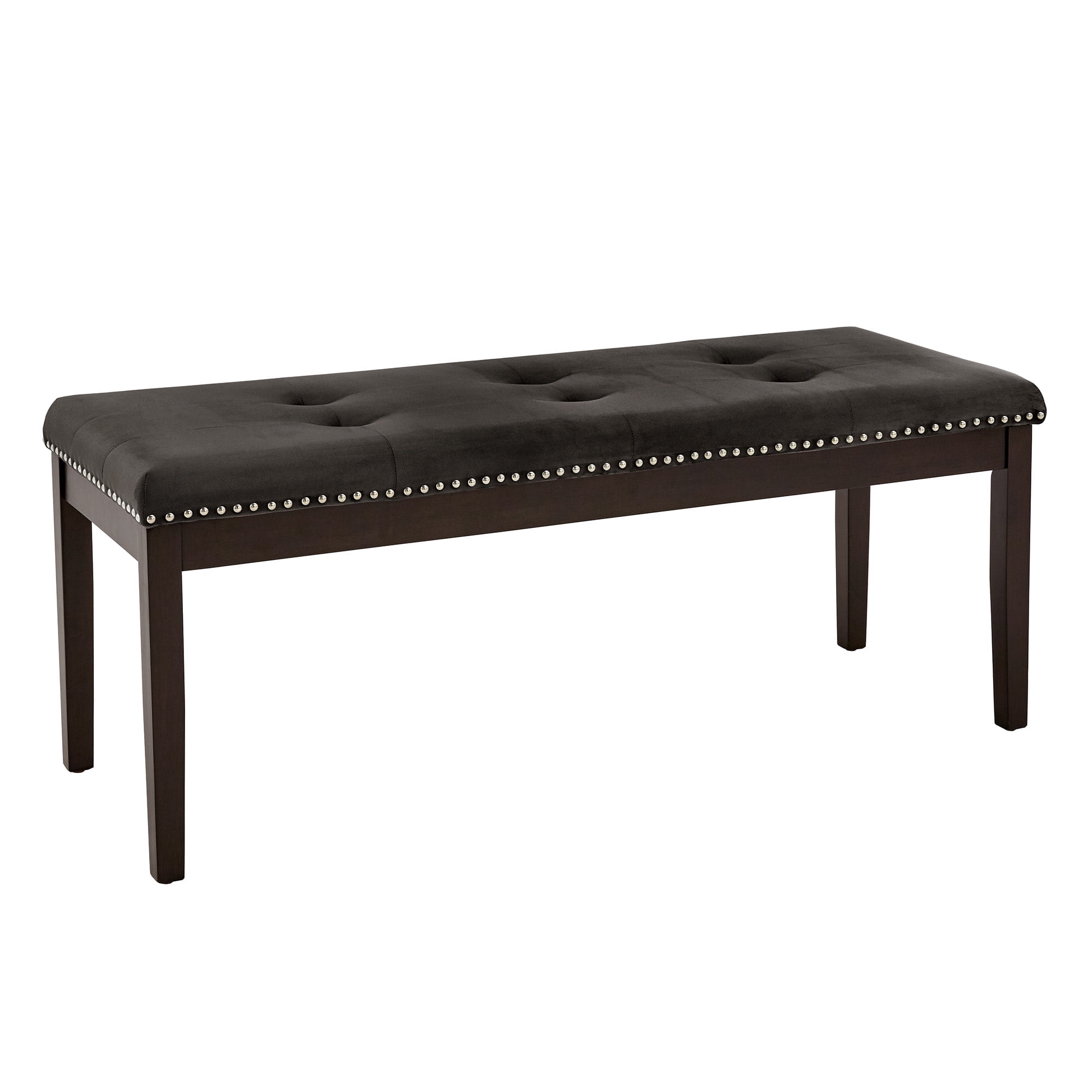 Weston Home Banford Velvet Tufted Nailhead Bench, Black