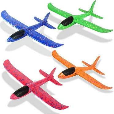 4Pcs Foam Airplanes for Kids Toddler 3 Flight Mode 13.5" Foam Glider Stunt Airplane Toy for 3  Year Old Model Airplanes Kits Aircraft Hand Throwing Planes Flying Aeroplane Birthday Party Favor Gift