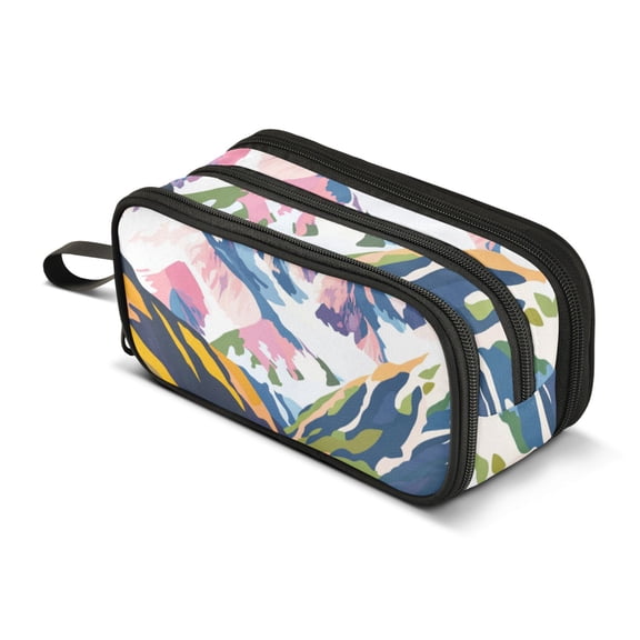 FORMRS Pencil Case with 3 Compartments Zipper Pouch, Elementary School Level and up, Abstract Mountain